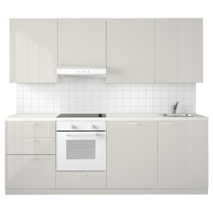 METOD Kitchen, white Maximera/Ringhult light grey, 240x60x228 cm