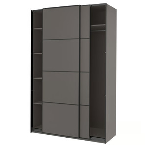 PAX / MEHAMN Wardrobe, dark grey/double sided dark grey, 150x66x236 cm