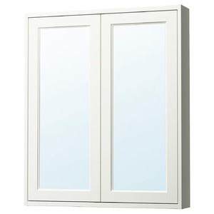 TÄNNFORSEN Mirror cabinet with doors, white, 80x15x95 cm