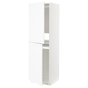 METOD High cabinet for fridge/freezer, white Enköping/white wood effect, 60x60x200 cm