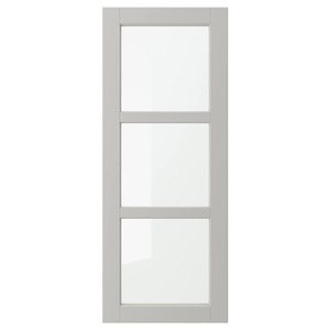 LERHYTTAN Glass door, light grey, 40x100 cm