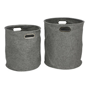 Felt Boxes Set of 2pcs, round, grey