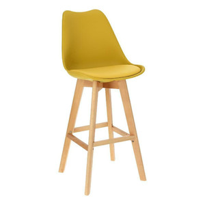 Bar Stool Norden Wood, high, PP, yellow