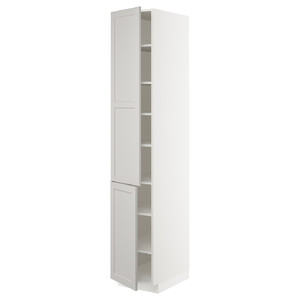 METOD High cabinet with shelves/2 doors, white/Lerhyttan light grey, 40x60x220 cm