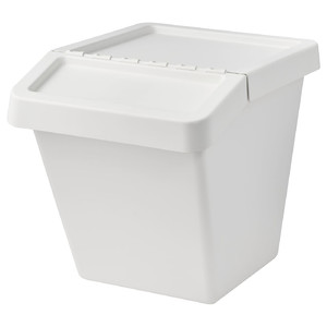 SORTERA Waste sorting bin with lid, white, 60 l