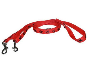 CHABA Adjustable Dog Leash Paw Pattern Size 16, red