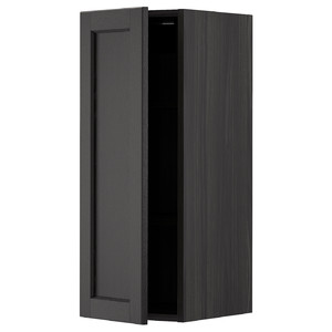 METOD Wall cabinet with shelves, black/Lerhyttan black stained, 30x80 cm