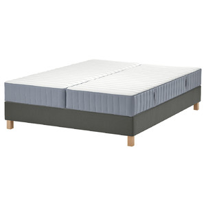 LYNGÖR Divan bed, Valevåg firm/medium firm/light blue dark grey, 160x200 cm
