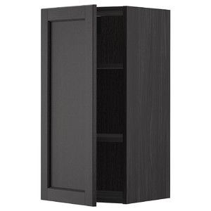 METOD Wall cabinet with shelves, black/Lerhyttan black stained, 40x80 cm