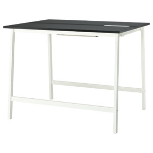 MITTZON Conference table, black stained ash veneer/black white, 140x108x105 cm