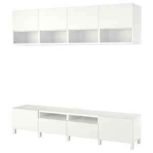 BESTÅ TV storage combination, white Laxviken/Lappviken/Stubbarp white, 240x42x230 cm