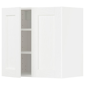 METOD Wall cabinet with shelves/2 doors, white Enköping/white wood effect, 60x60 cm