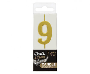 Birthday Candle Number 9, metallic gold
