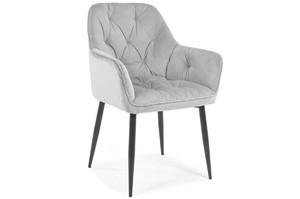 Glamour Chair with Armrests EMMA, velvet, grey