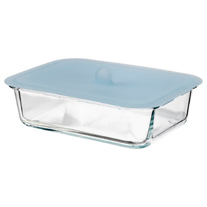 IKEA 365+ Food container with lid, rectangular glass/silicone, 1.0 l