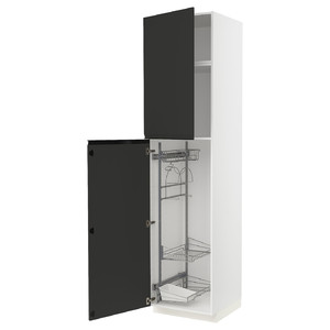 METOD High cabinet with cleaning interior, white/Upplöv matt anthracite, 60x60x240 cm