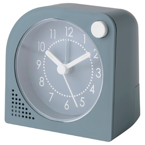 TJINGA Alarm clock, low-voltage/turquoise, 8x8 cm
