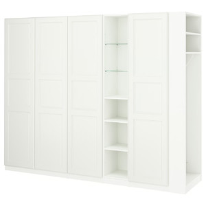 PAX / TYSSEDAL Wardrobe combination, white white/white, 255x60x201 cm