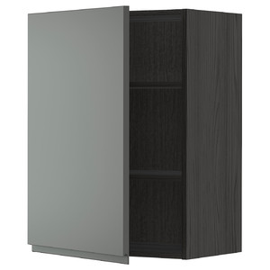 METOD Wall cabinet with shelves, black/Voxtorp dark grey, 60x80 cm
