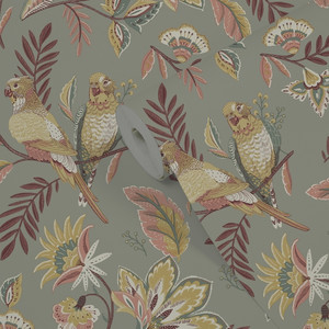 GoodHome Vinyl Wallpaper on Fleece Kyin, khaki