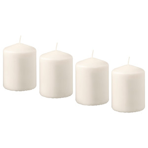 HEMSJÖ Unscented block candle, natural, 8 cm, 4 pack