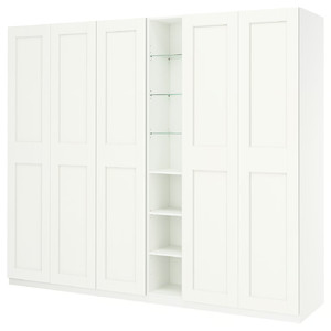 PAX / GRIMO Wardrobe combination, white white/white, 285x60x236 cm