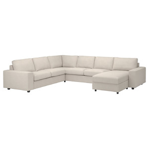 VIMLE Corner sofa, 5-seat w chaise longue, with wide armrests/Gunnared beige