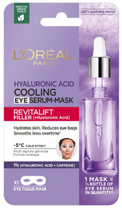 L'Oreal Revitalift Filler Cooling Hyaluronic Acid Eye Serum Tissue Mask 11g