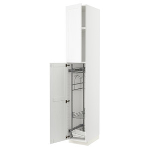 METOD High cabinet with cleaning interior, white Enköping/white wood effect, 40x60x240 cm