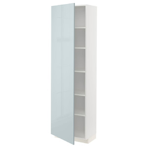 METOD High cabinet with shelves, white/Kallarp light grey-blue, 60x37x200 cm