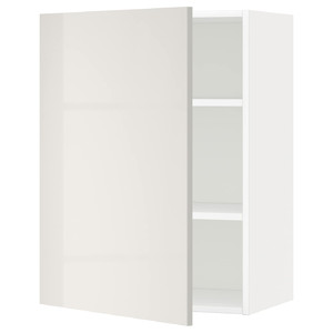 METOD Wall cabinet with shelves, white/Ringhult light grey, 60x80 cm