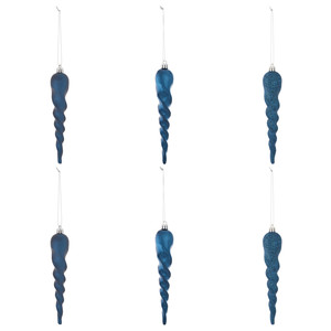 Christmas Hanging Decoration Blue Drop 6pcs