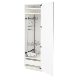 METOD / MAXIMERA High cabinet with cleaning interior, white Enköping/white wood effect, 60x60x200 cm