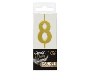 Birthday Candle Number 8, metallic gold