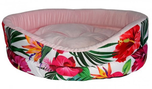 Robto Dog Bed EXX Size 3, floral/pale pink