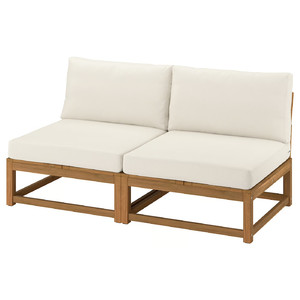 NÄMMARÖ 2-seat modular sofa, outdoor light brown stained/Frösön/Duvholmen beige, 162 cm