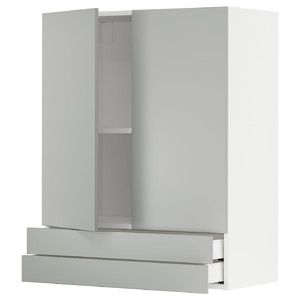 METOD / MAXIMERA Wall cabinet w 2 doors/2 drawers, white/Havstorp light grey, 80x100 cm