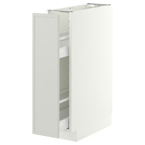 METOD/MAXIMERA Base cabinet/pull-out int fittings, white/Aspudden light grey, 20x60 cm