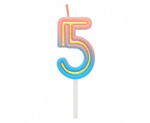 Birthday Candle 5 Neon 4cm