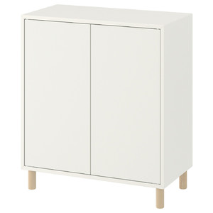 EKET Cabinet combination with legs, white/wood, 70x35x80 cm