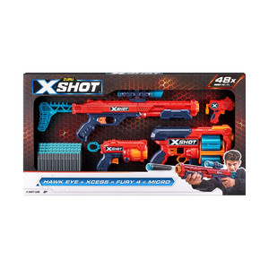 Zuru X-Shot Excel Combo Hawk + Xcess + Fury 4 + Micro 8+