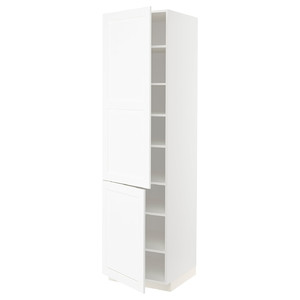 METOD High cabinet with shelves/2 doors, white Enköping/white wood effect, 60x60x220 cm
