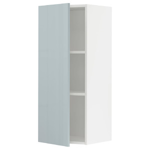 METOD Wall cabinet with shelves, white/Kallarp light grey-blue, 40x100 cm