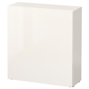 BESTÅ Shelf unit with door, white, Selsviken high-gloss/white, 60x20x64 cm