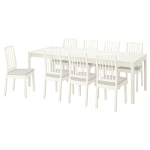 EKEDALEN / EKEDALEN Table and 8 chairs, white white/Ramna light grey, 180/240 cm