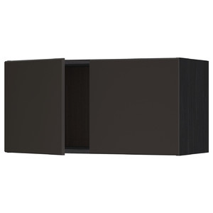 METOD Wall cabinet with 2 doors, black/Kungsbacka anthracite, 80x40 cm