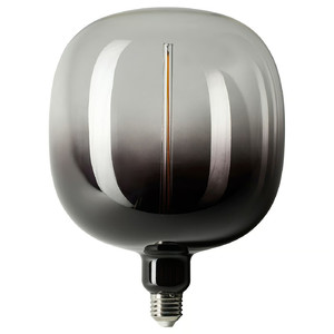 MOLNART LED bulb E27 200 lumen, tube-shaped black/clear glass, 185 mm