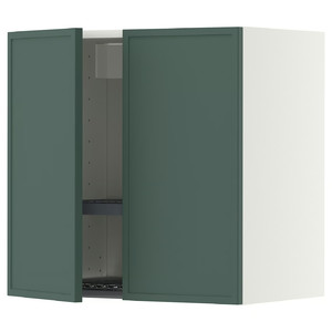 METOD Wall cabinet w dish drainer/2 doors, white/Aspudden dark grey-green, 60x60 cm