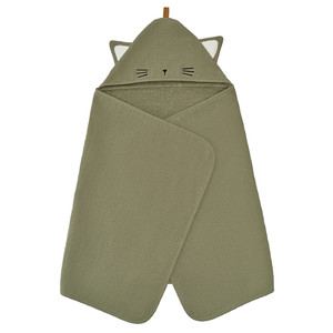 GULDVÄVARE Baby towel with hood, green, 60x125 cm