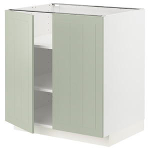 METOD Base cabinet with shelves/2 doors, white/Stensund light green, 80x60 cm